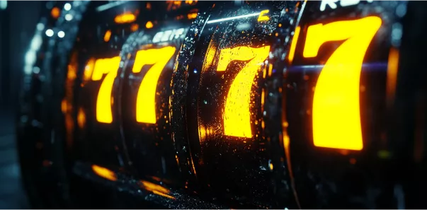 Слот-машина с тремя светящимися 7